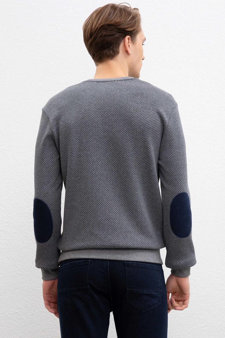 Erkek Gri Bisiklet Yaka Sweatshirt - 50207500028