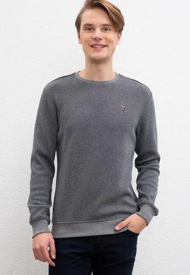 Erkek Gri Bisiklet Yaka Sweatshirt - 50207500028