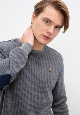 Erkek Gri Bisiklet Yaka Sweatshirt - 50207500028