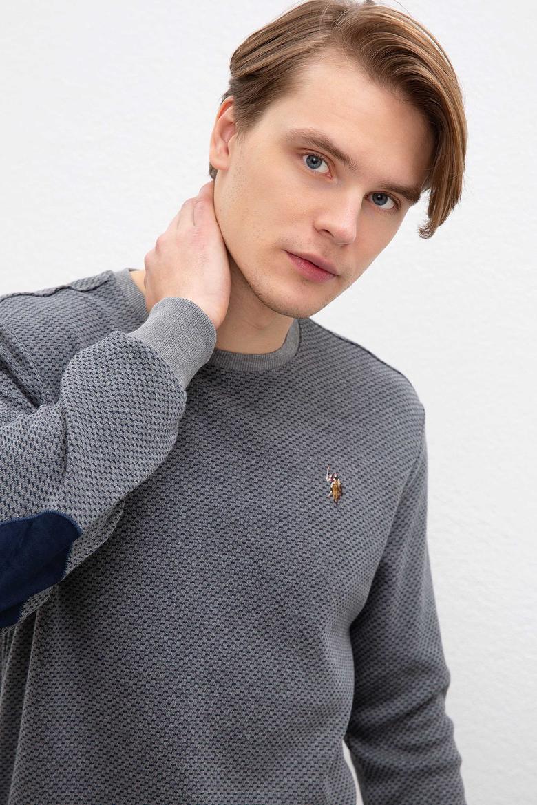 Erkek Gri Bisiklet Yaka Sweatshirt - 50207500028