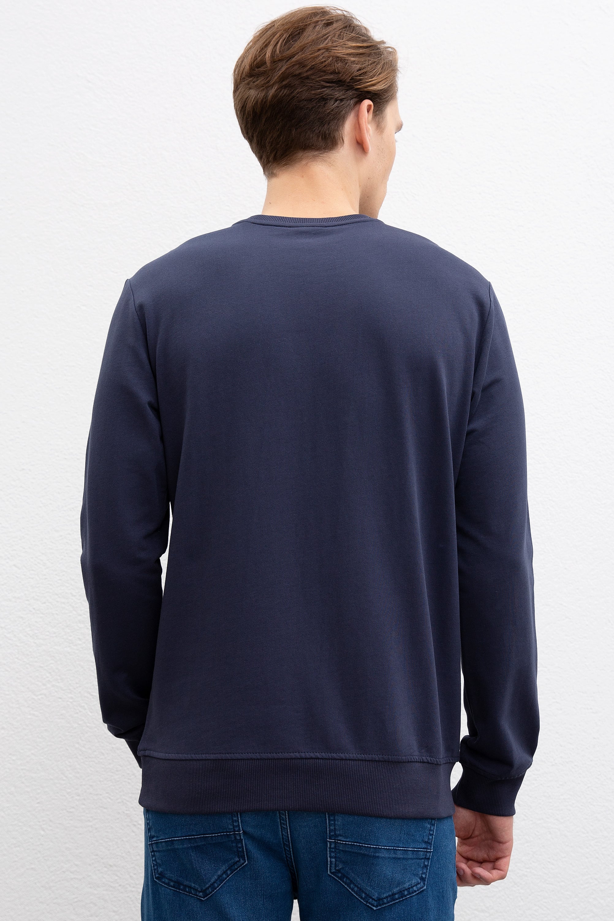 Erkek Lacivert Bisiklet Yaka Sweatshirt