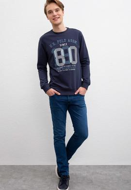 Erkek Lacivert Bisiklet Yaka Sweatshirt - 50207541003