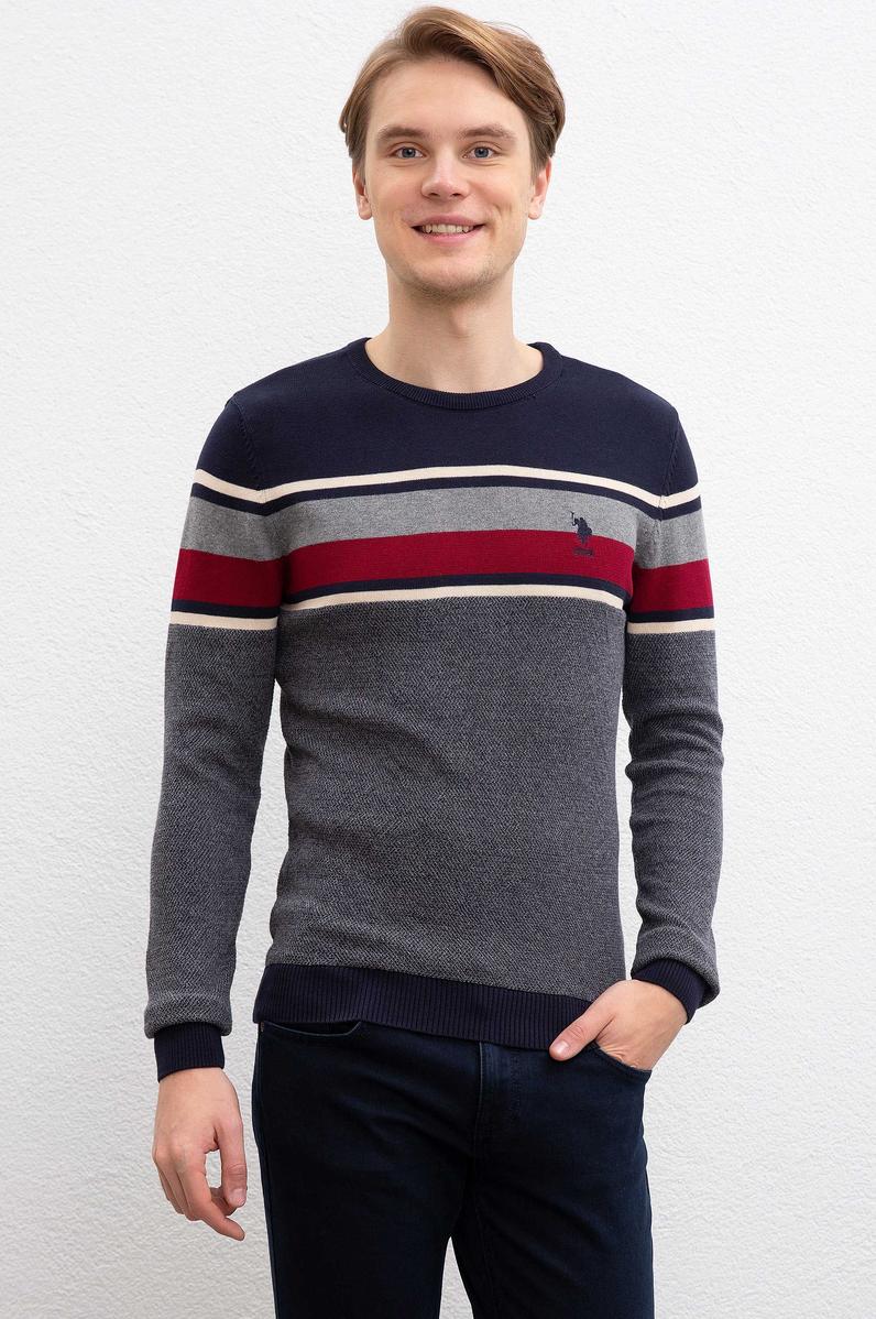 Erkek Lacivert Bisiklet Yaka Triko Kazak