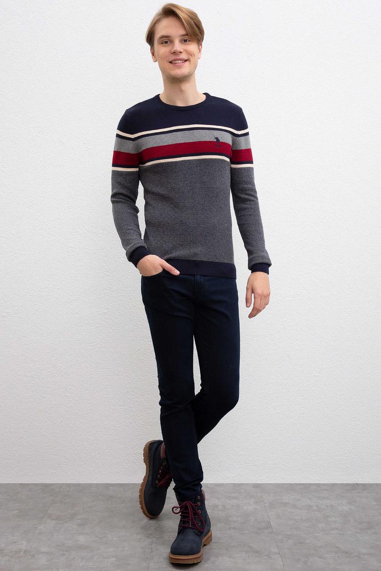 Erkek Lacivert Bisiklet Yaka Triko Kazak - 50207653001