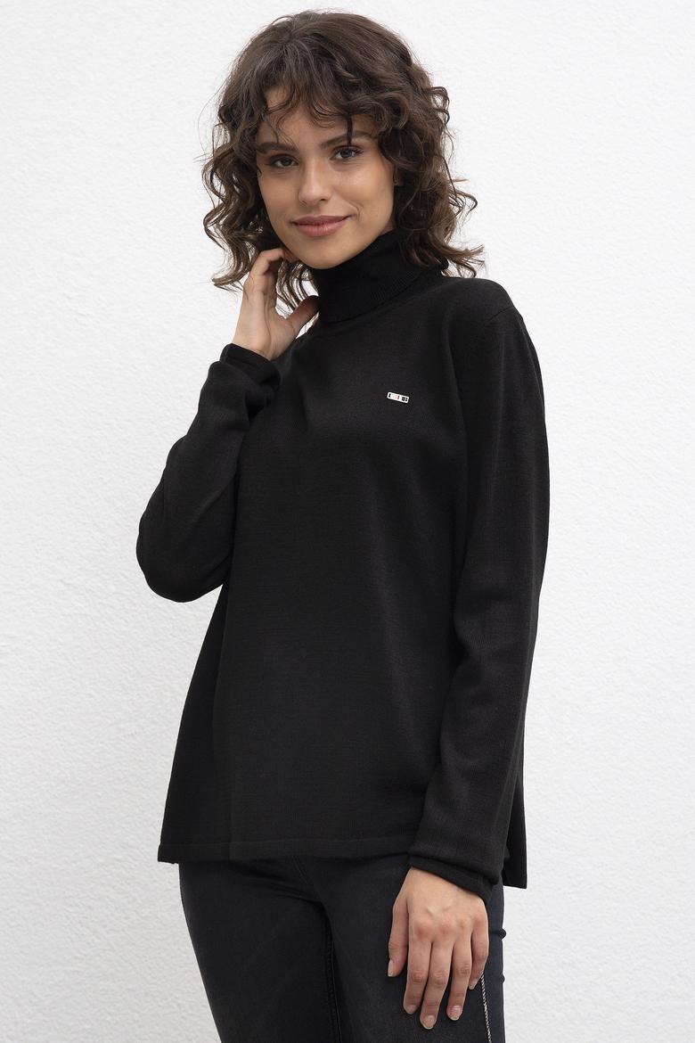 Kadın Siyah Crop Top Kazak - 50209316028