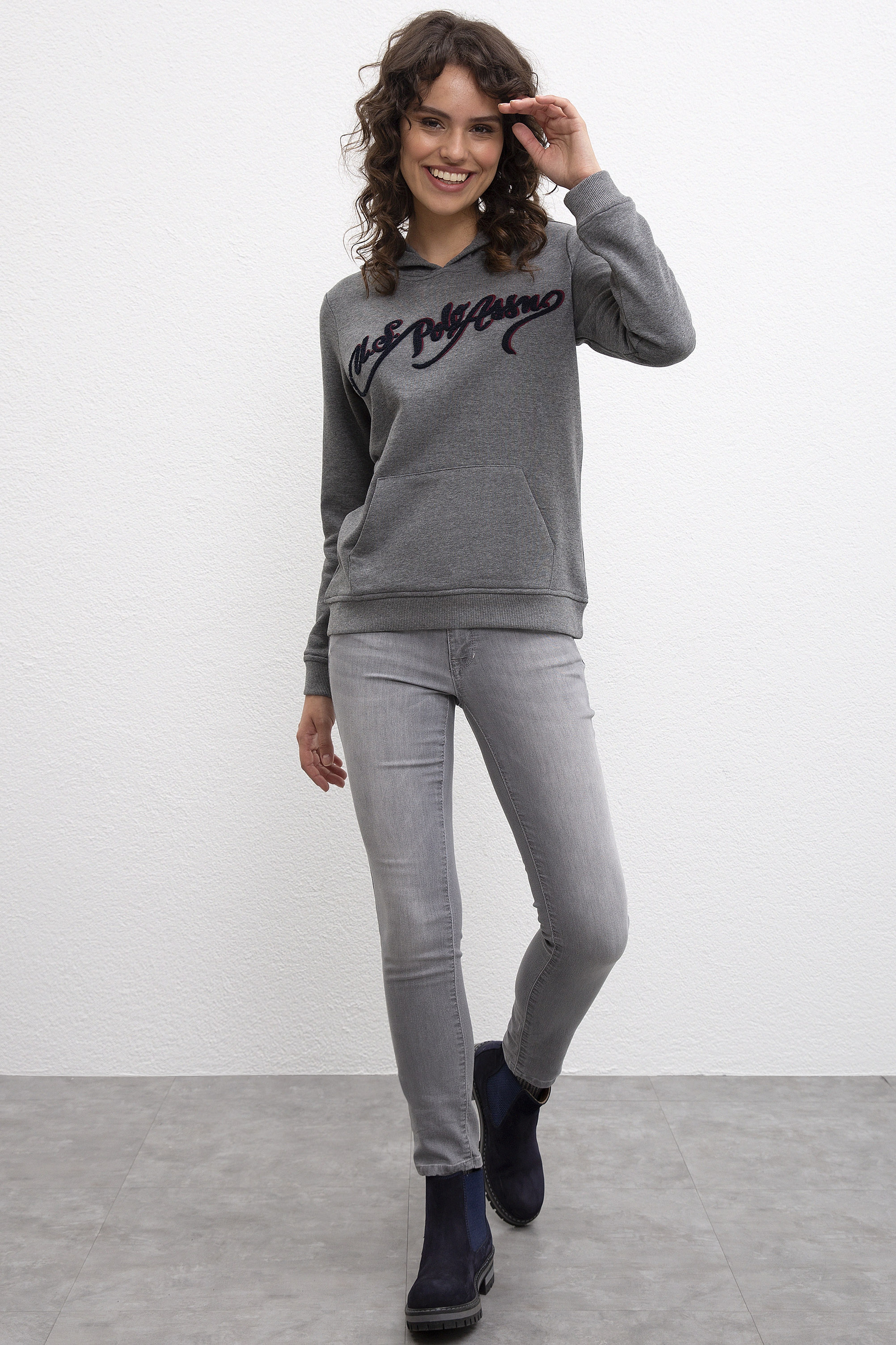 Kadın Gri Sweatshirt - Image 4
