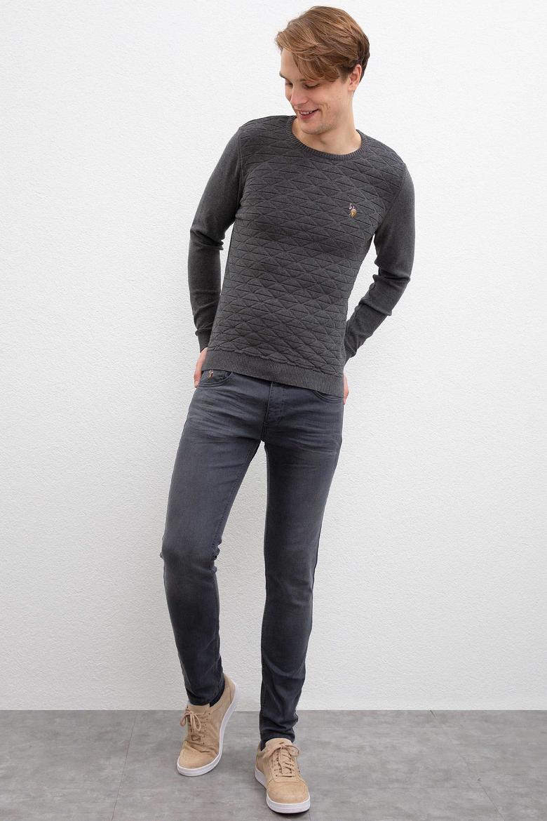 Erkek Antrasit Melanj Bisiklet Yaka Triko Kazak - 50207676010