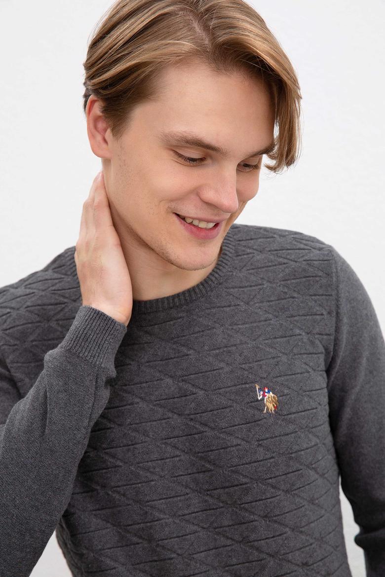 Erkek Antrasit Melanj Bisiklet Yaka Triko Kazak - 50207676010