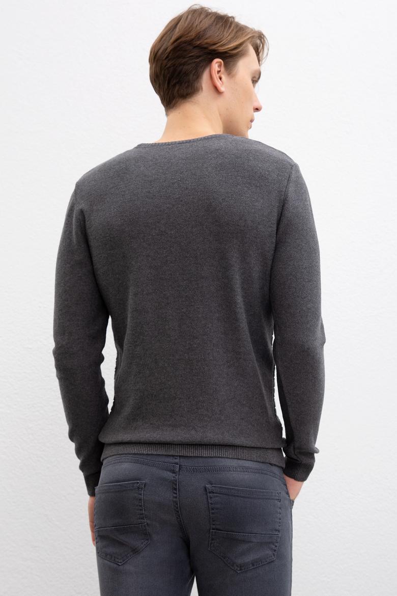 Erkek Antrasit Melanj Bisiklet Yaka Triko Kazak - 50207676010