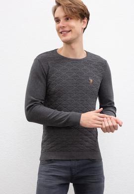 Erkek Antrasit Melanj Bisiklet Yaka Triko Kazak - 50207676010