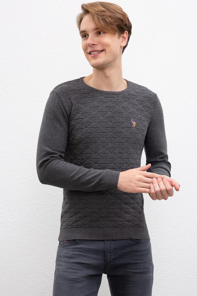 Erkek Antrasit Melanj Bisiklet Yaka Triko Kazak