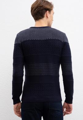 Erkek Lacivert Bisiklet Yaka Triko Kazak - 50207677008