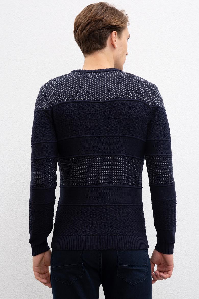 Erkek Lacivert Bisiklet Yaka Triko Kazak - 50207677008