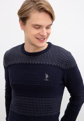 Erkek Lacivert Bisiklet Yaka Triko Kazak - 50207677008