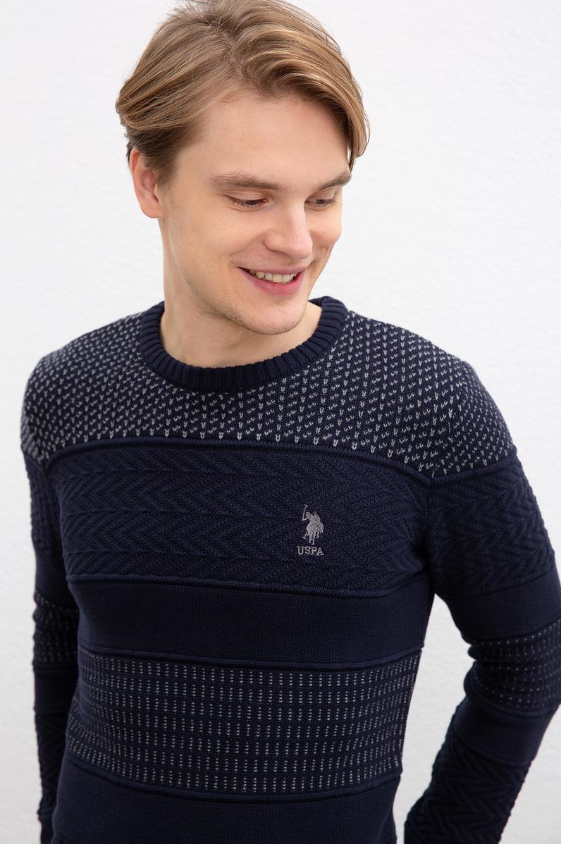 Erkek Lacivert Bisiklet Yaka Triko Kazak