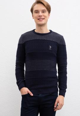 Erkek Lacivert Bisiklet Yaka Triko Kazak - 50207677008