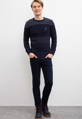 Erkek Lacivert Bisiklet Yaka Triko Kazak - 50207677008