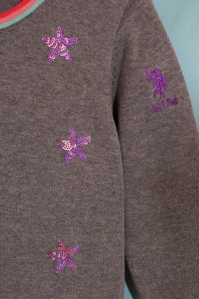 Kız Çocuk Gri Melanj Kazak - 50206136004