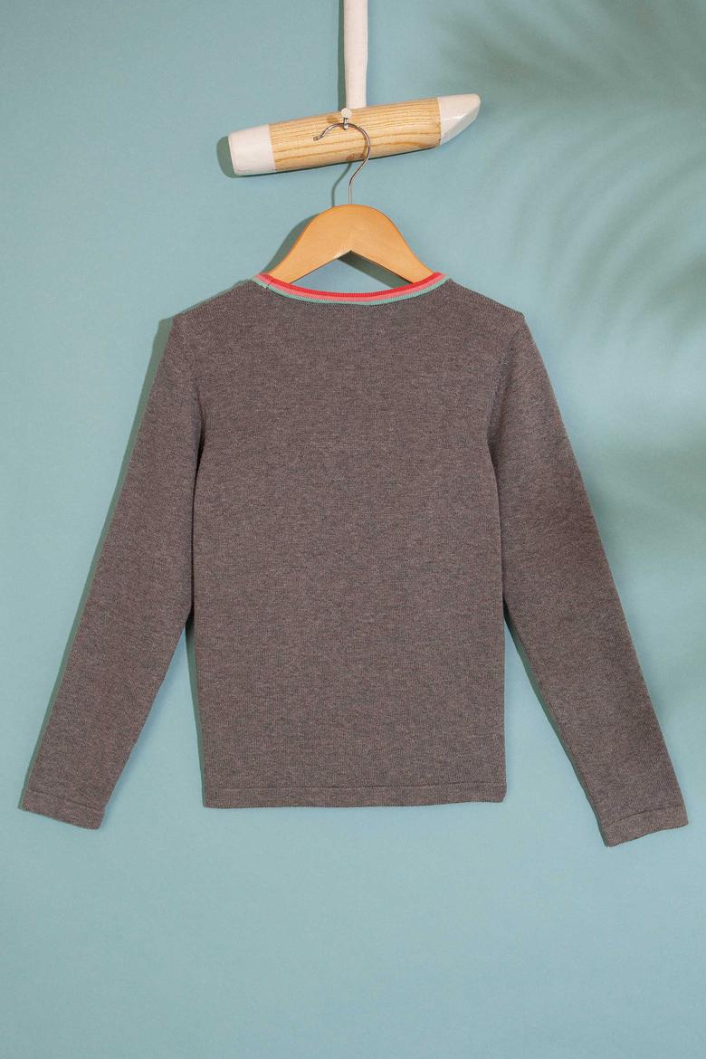 Kız Çocuk Gri Melanj Kazak - 50206136004