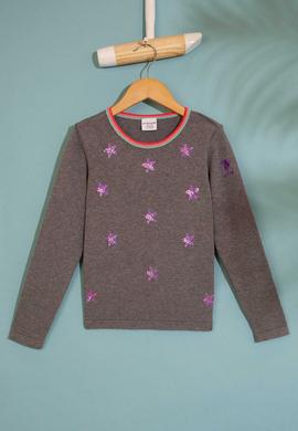 Kız Çocuk Gri Melanj Kazak - 50206136004