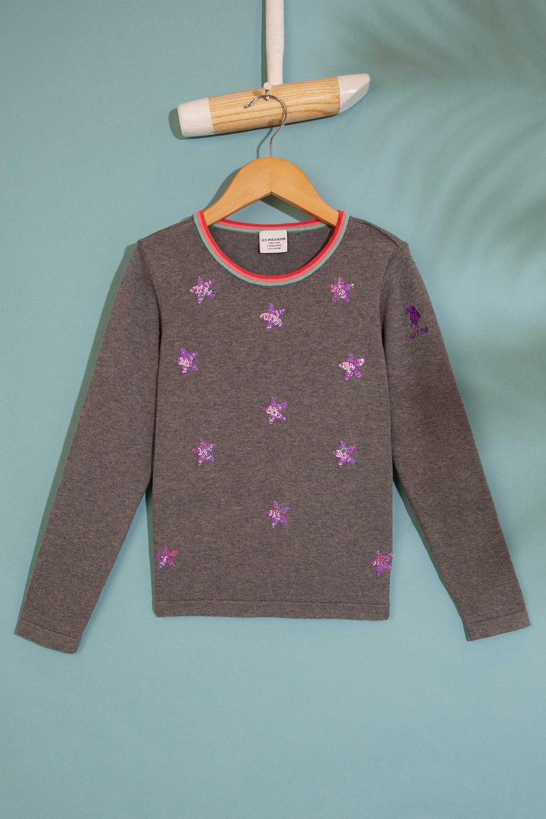 Kız Çocuk Gri Melanj Kazak