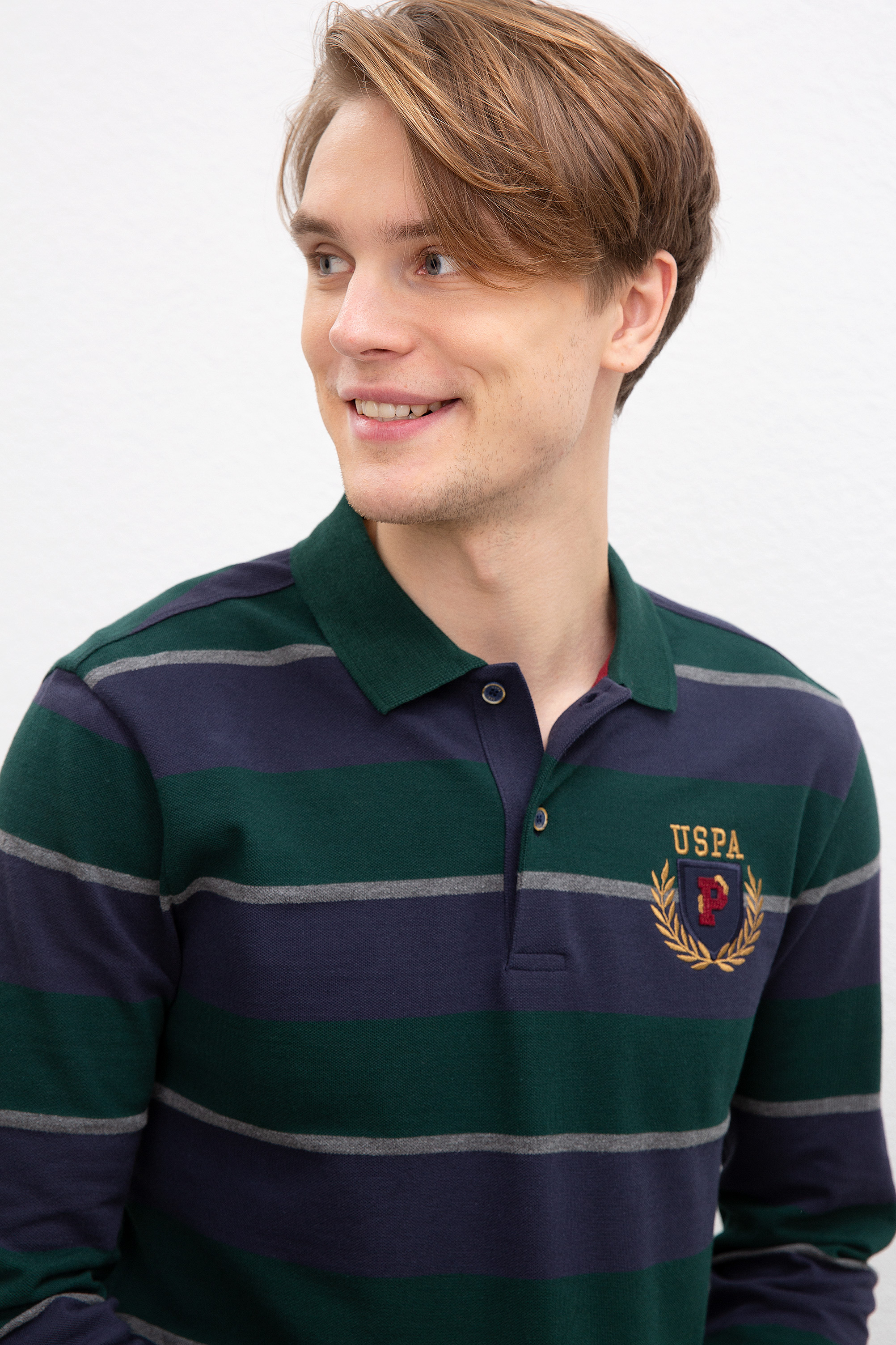 Erkek Koyu Yeşil Polo Yaka Sweatshirt