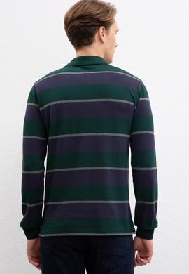 Erkek Koyu Yeşil Polo Yaka Sweatshirt - 50207477038