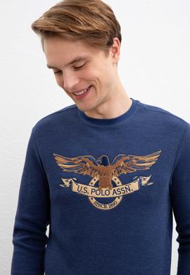 Erkek Açık Lacivert Bisiklet Yaka Sweatshirt - 50207608016