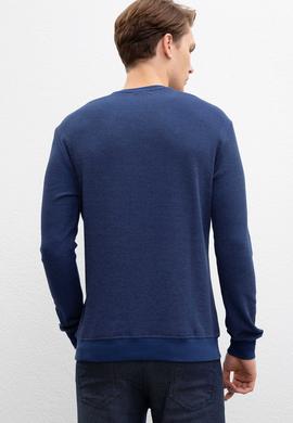 Erkek Açık Lacivert Bisiklet Yaka Sweatshirt - 50207608016