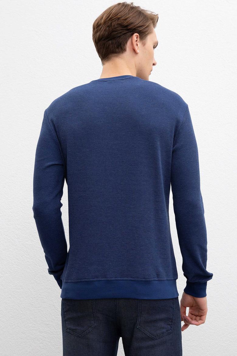 Erkek Açık Lacivert Bisiklet Yaka Sweatshirt - 50207608016