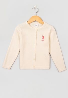 Kız Çocuk Ekru Triko Hırka - 50208717013