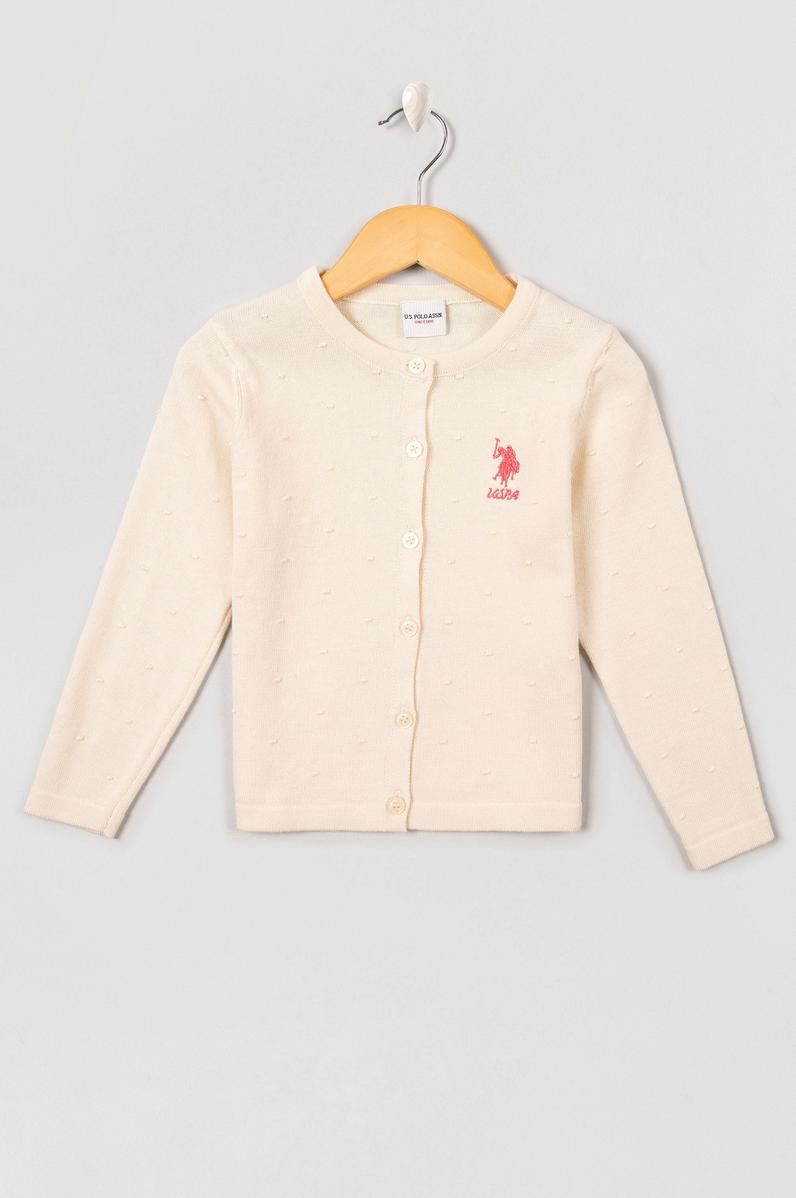 Kız Çocuk Ekru Triko Hırka