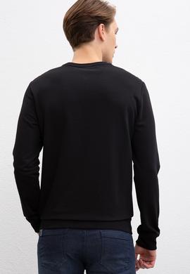 Erkek Siyah Bisiklet Yaka Sweatshirt - 50216287011