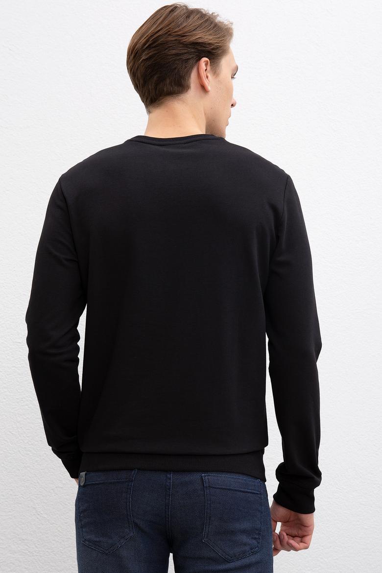 Erkek Siyah Bisiklet Yaka Sweatshirt - 50216287011