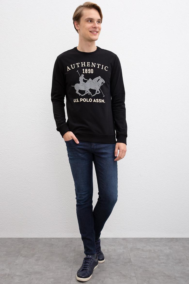 Erkek Siyah Bisiklet Yaka Sweatshirt - 50216287011