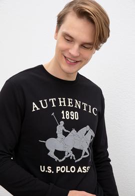 Erkek Siyah Bisiklet Yaka Sweatshirt - 50216287011