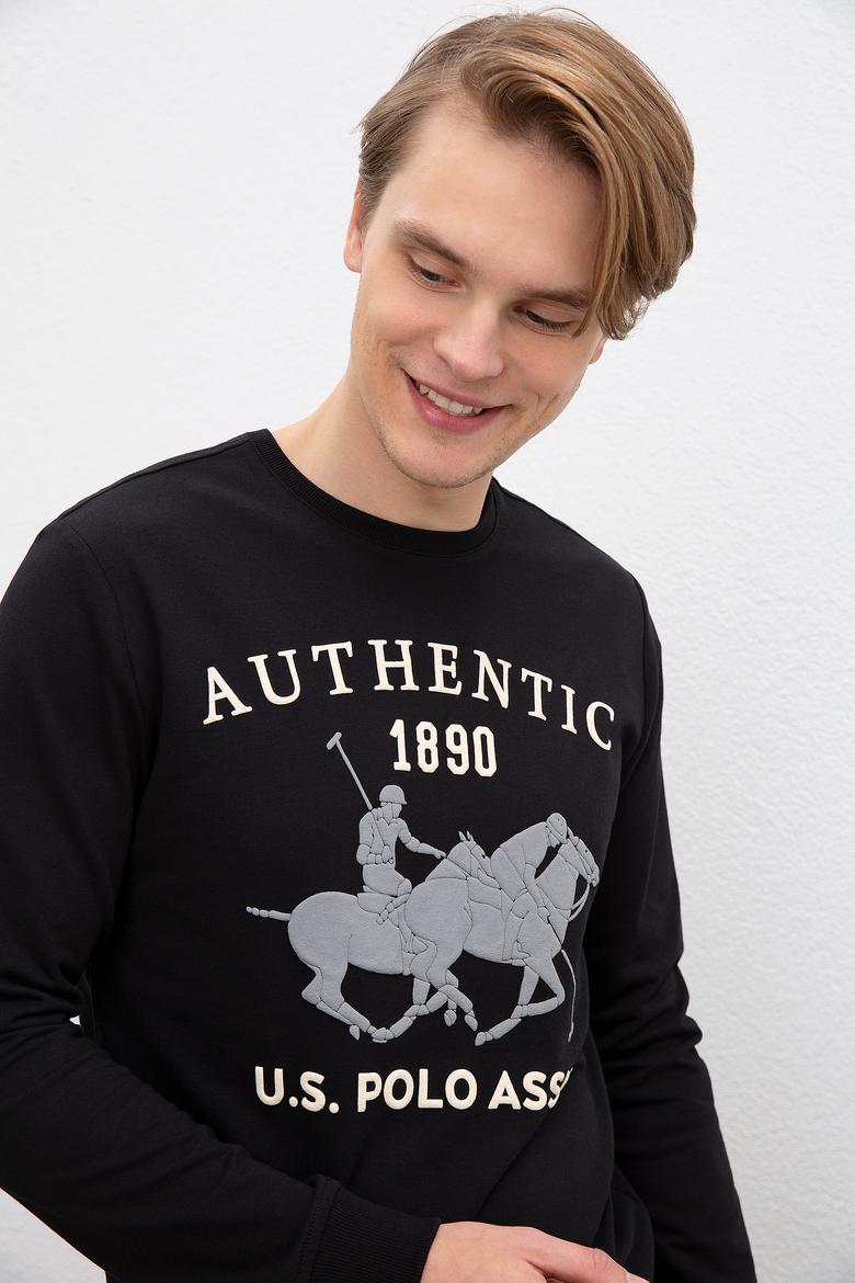 Erkek Siyah Bisiklet Yaka Sweatshirt - 50216287011