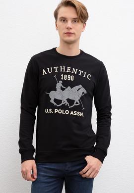 Erkek Siyah Bisiklet Yaka Sweatshirt - 50216287011