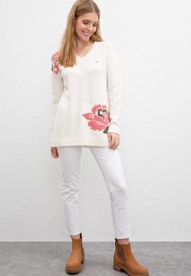 Kadın Beyaz Triko Kazak - 50209468015