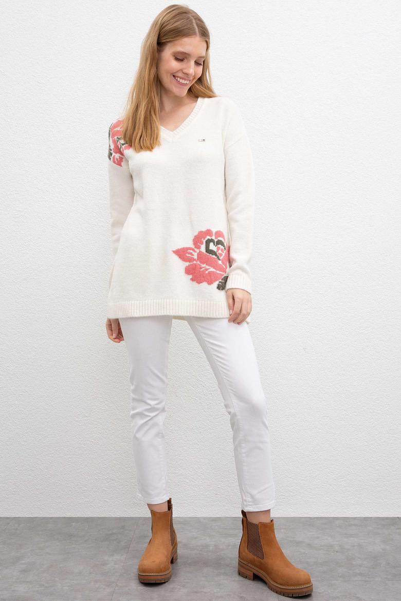 Kadın Beyaz Triko Kazak - 50209468015