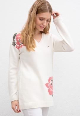 Kadın Beyaz Triko Kazak - 50209468015