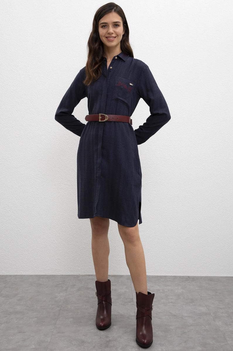 Kadın Lacivert Dokuma Elbise