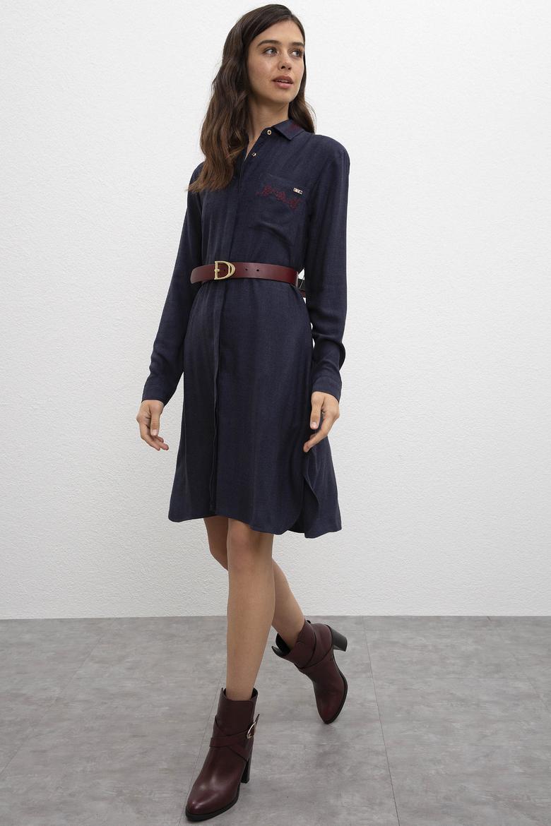 Kadın Lacivert Dokuma Elbise - 50207763011