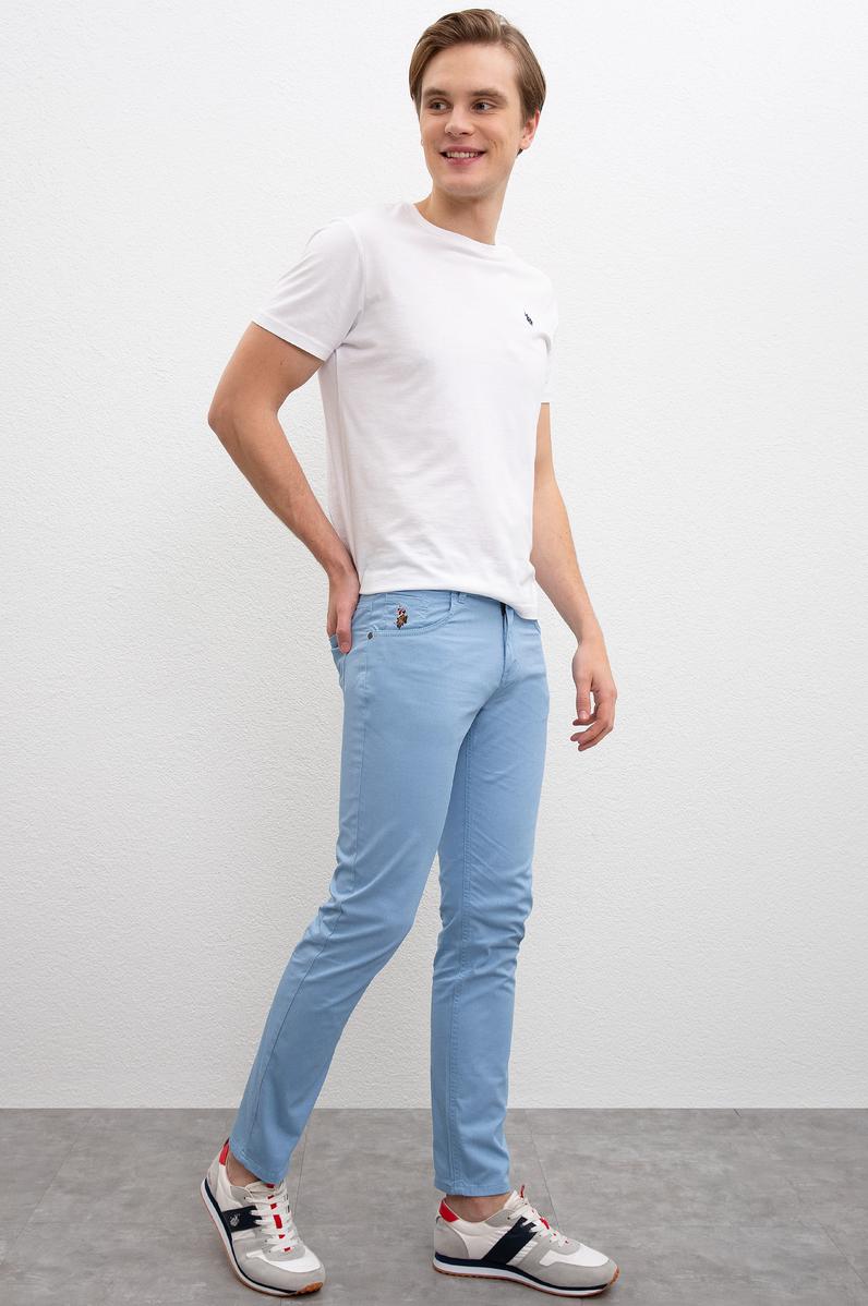 Erkek Açık İndigo Kanvas Pantolon