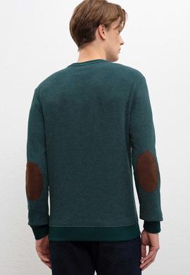 Erkek Koyu Yeşil Bisiklet Yaka Sweatshirt - 50207889053