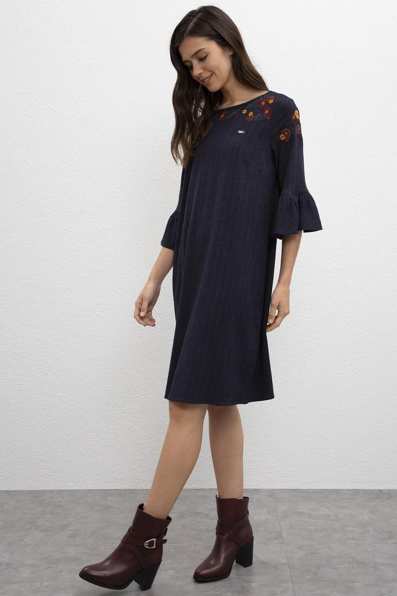 Kadın Lacivert Dokuma Elbise - 50213146007