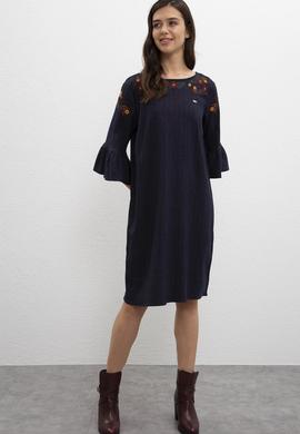 Kadın Lacivert Dokuma Elbise - 50213146007