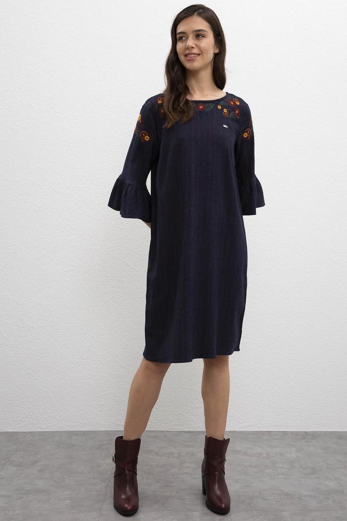 Kadın Lacivert Dokuma Elbise