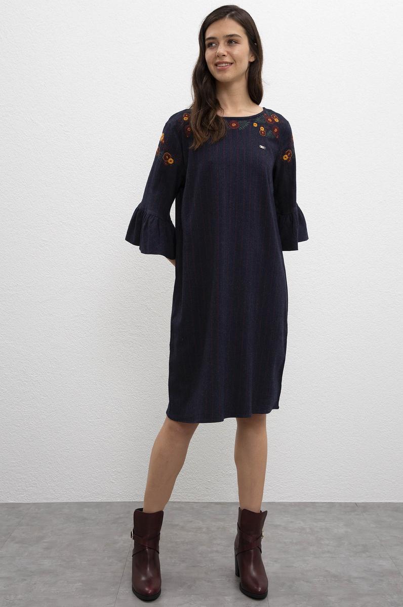 Kadın Lacivert Dokuma Elbise