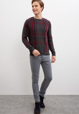 Erkek Antrasit Melanj Bisiklet Yaka Triko Kazak - 50207707019